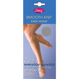 Silky Womens/Ladies Smooth Knit Knee Highs (2 Pairs) / Pewter